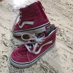 Vans pink high top zip backs old school toddler 9